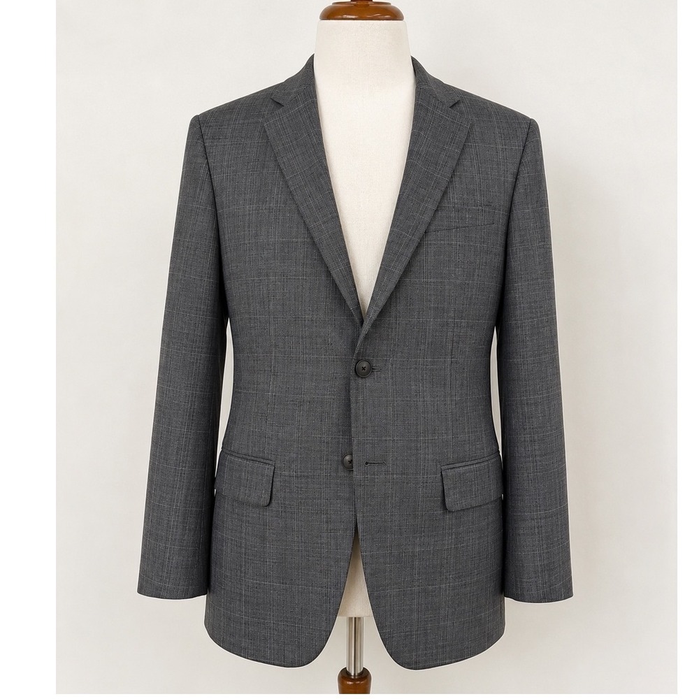 Jos. A. Bank Traveler Travel Tech Slim Fit Grey Glen Plaid Blazer Sport Coat 44R